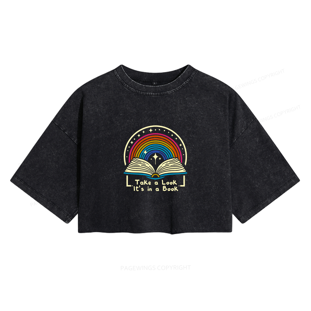 Pagewings Take A Look It's In A Book Women's Washed Cropped T-shirt
