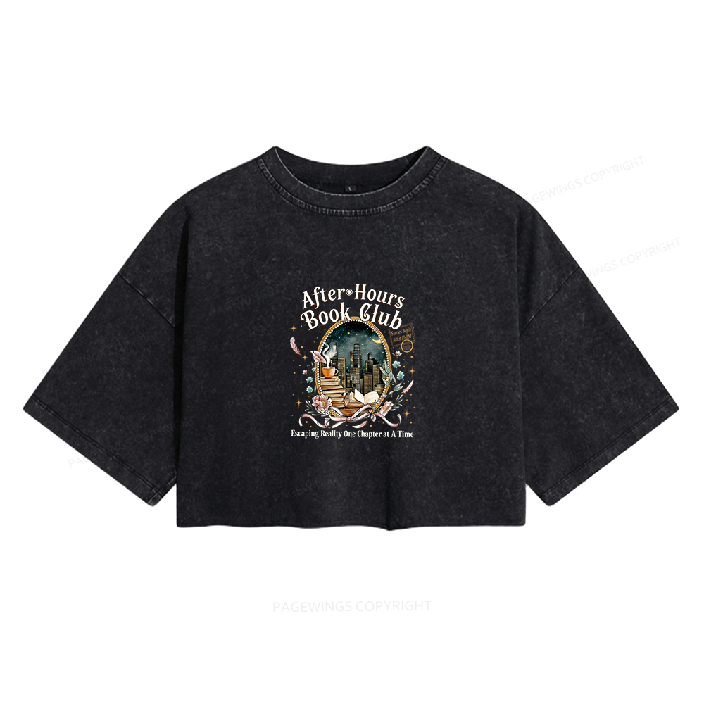 Pagewings After‑Hours Book Club Women's Washed Cropped T-shirt