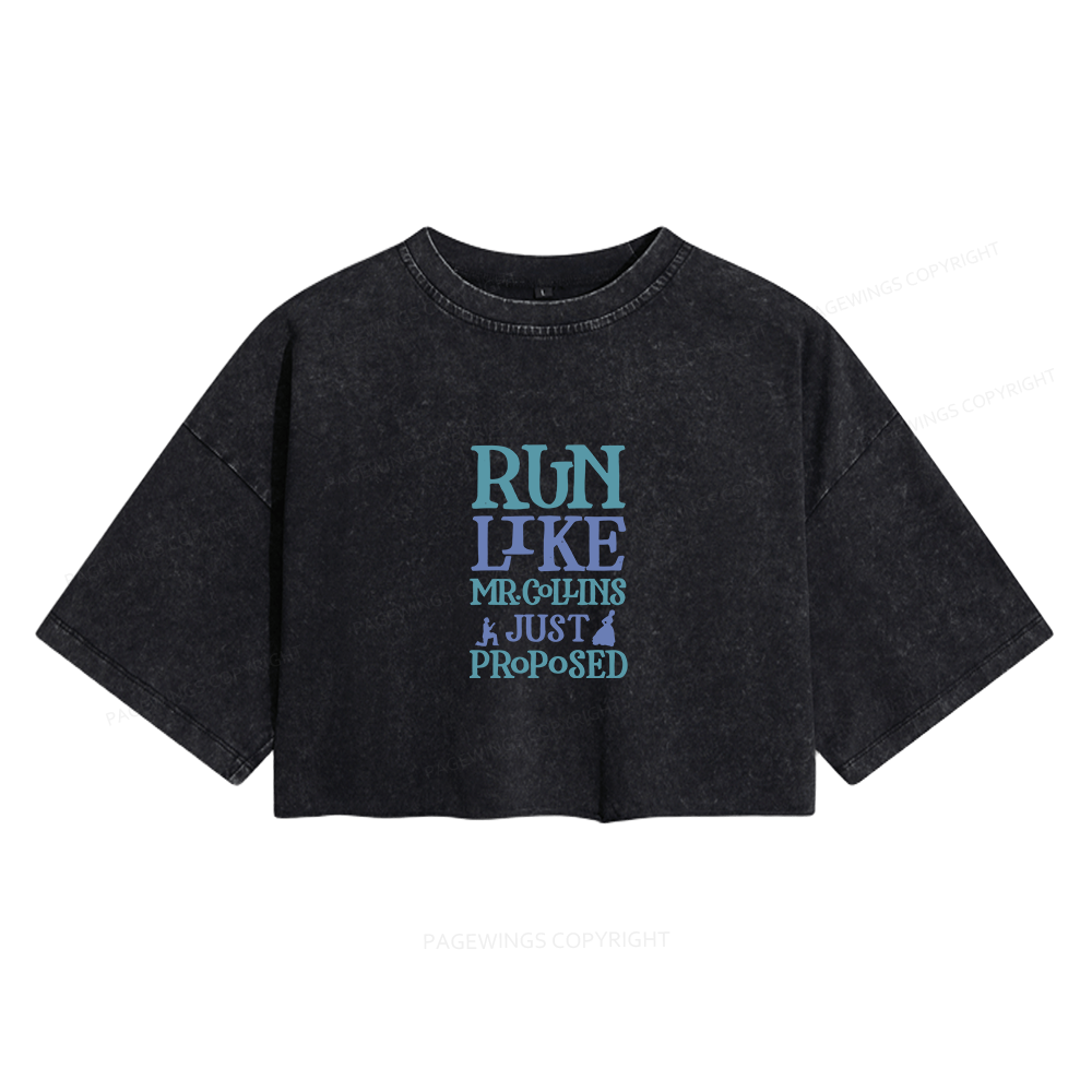 Pagewings Love Book Fan Women's Washed Cropped T-shirt