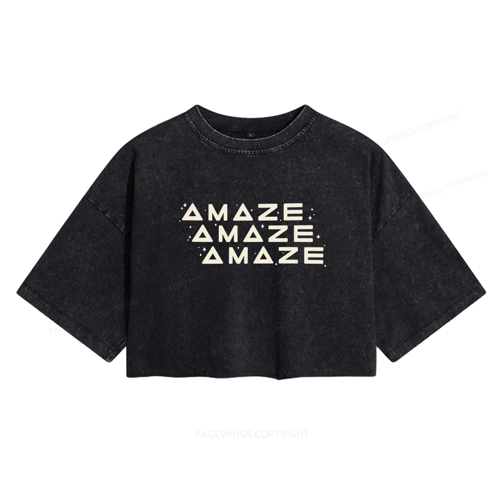 Pagewings Sci-Fi Women's Washed Cropped T-shirt