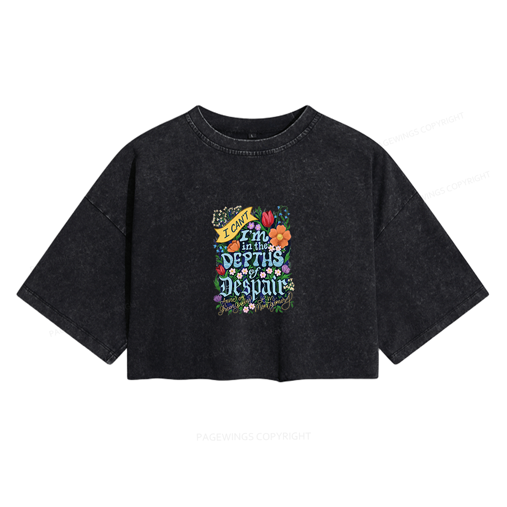 Pagewings Depths Of Despair Women's Washed Cropped T-shirt