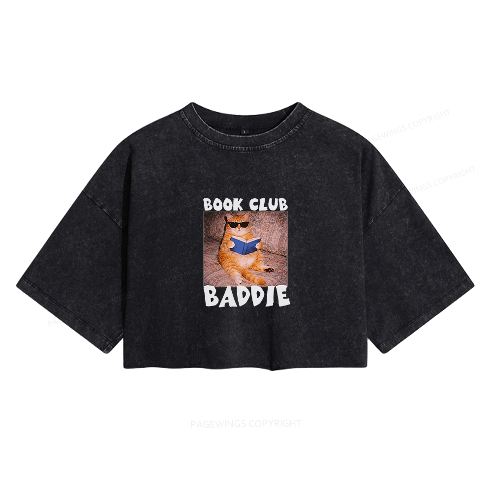 Pagewings Book Club Baddie Women's Washed Cropped T-shirt
