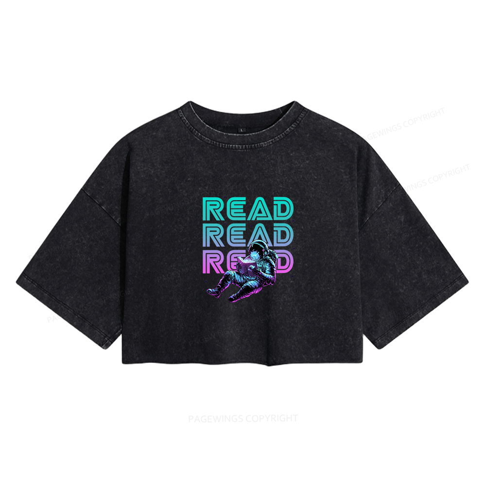 Pagewings Read Another World Women's Washed Cropped T-shirt