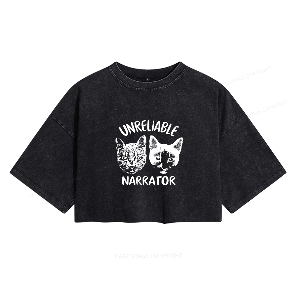 Pagewings Unreliable Narrator Women's Washed Cropped T-shirt