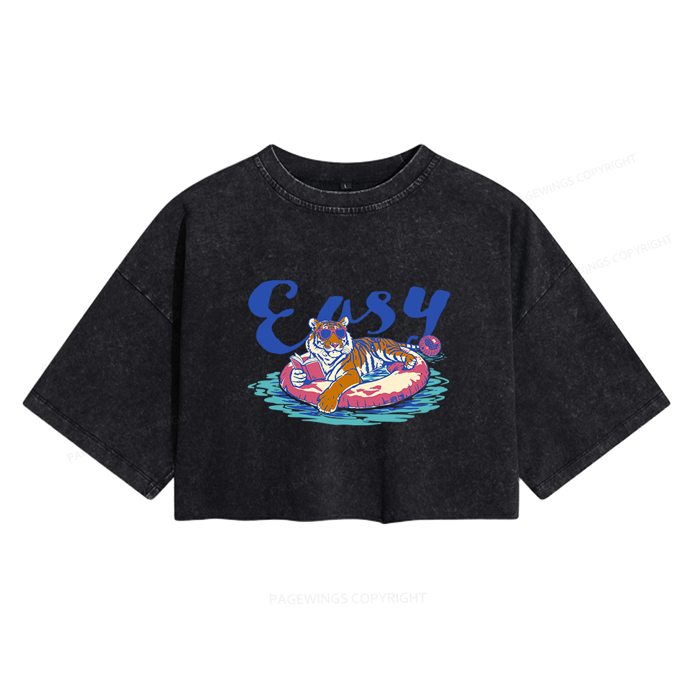 Pagewings Summer Reading Women's Washed Cropped T-shirt
