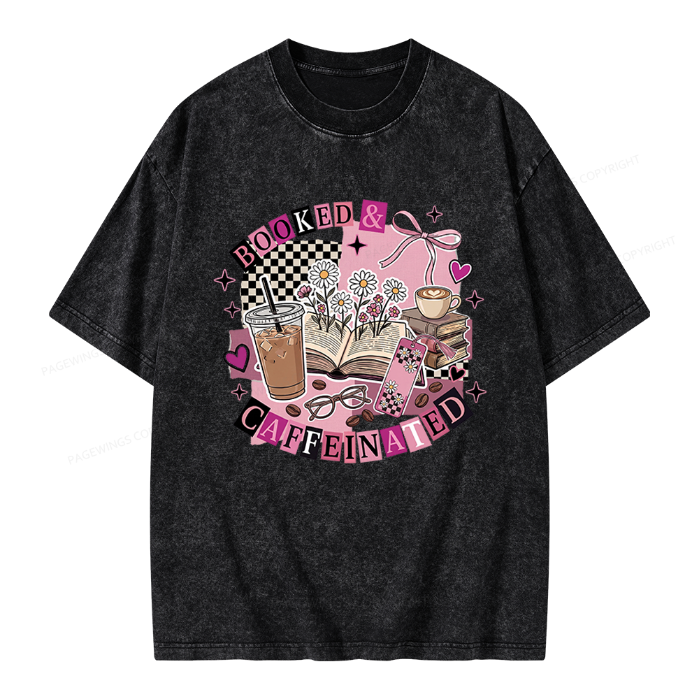 Pagewings Bookish Coffee Lover Unisex Washed T-shirt