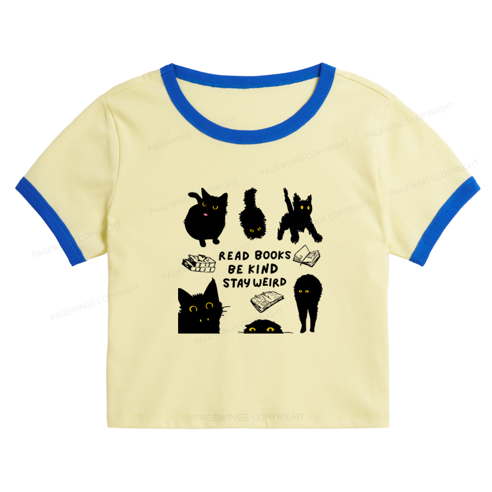 Pagewings Read Books Be Kind Stay Weird Baby Tee Cropped Ringer T-Shirt 