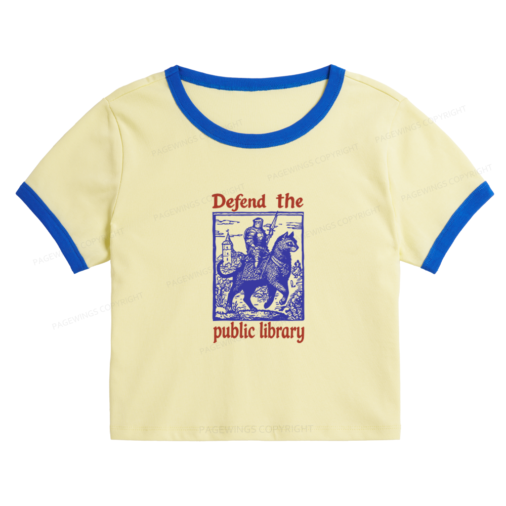 Pagewings Defend the Public Library Baby Tee Cropped Ringer T-Shirt 