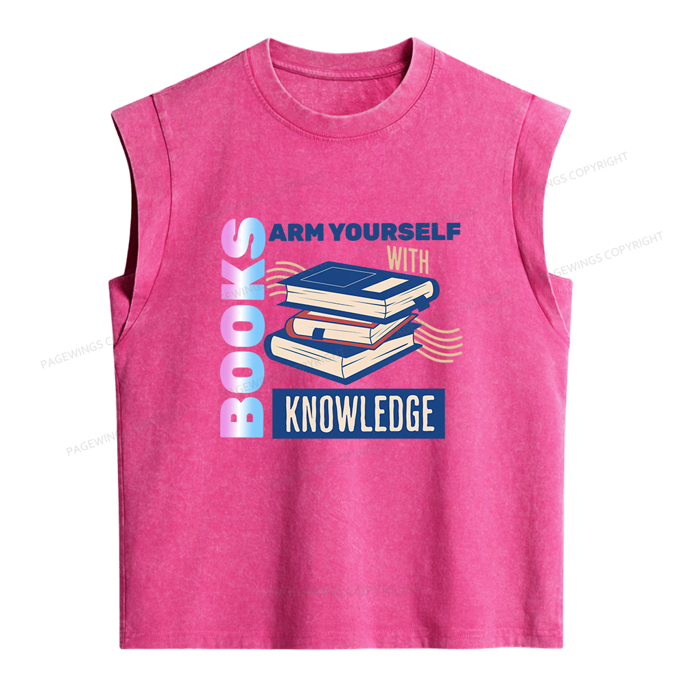 Pagewings Arm Yourself With Knowledge Women's Washed Tank Top