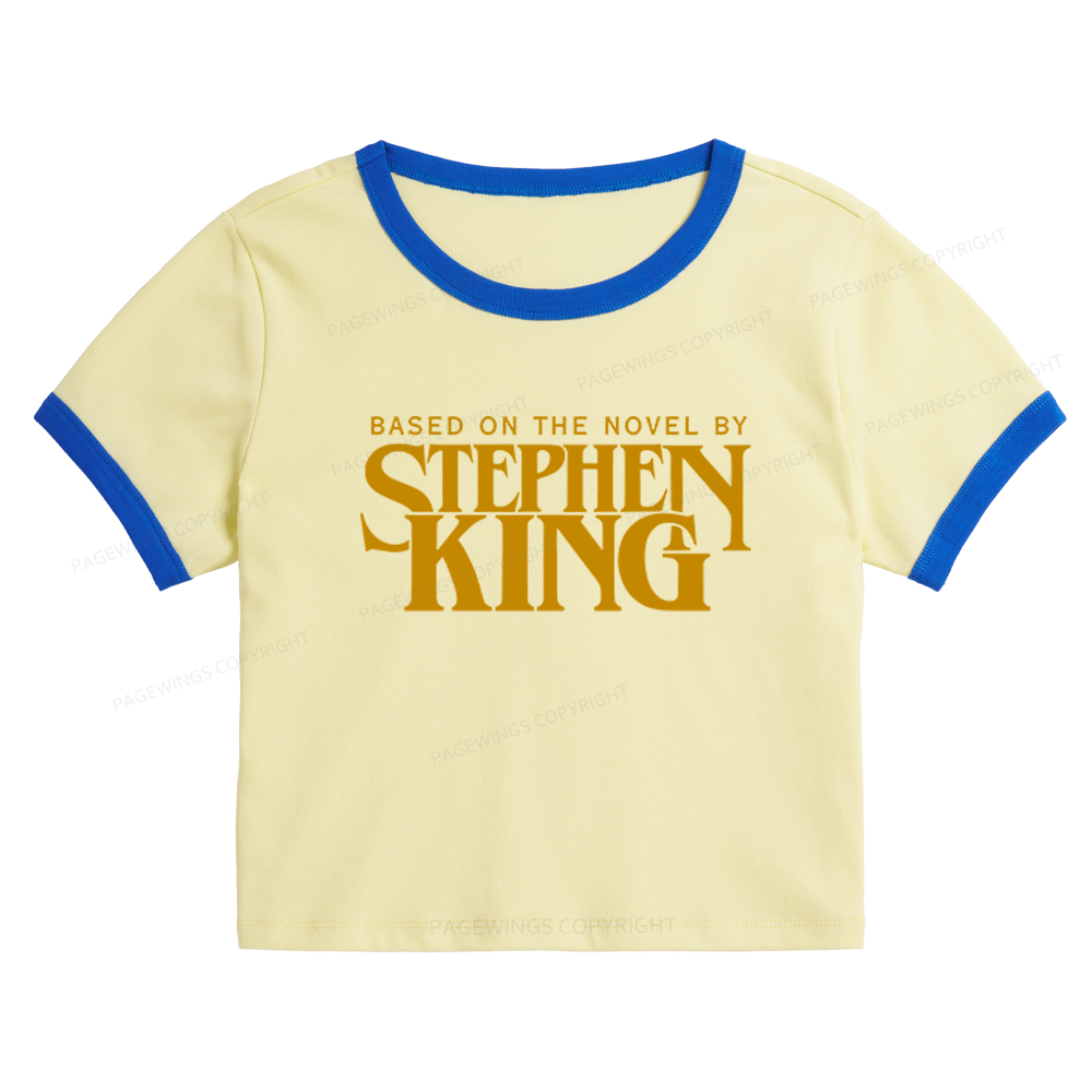 Pagewings Based On A Novel By Horror Writer Baby Tee Cropped Ringer T-Shirt 