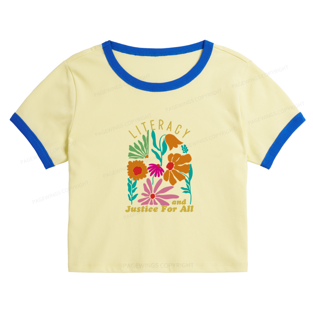 Pagewings Literacy And Justice Baby Tee Cropped Ringer T-Shirt 