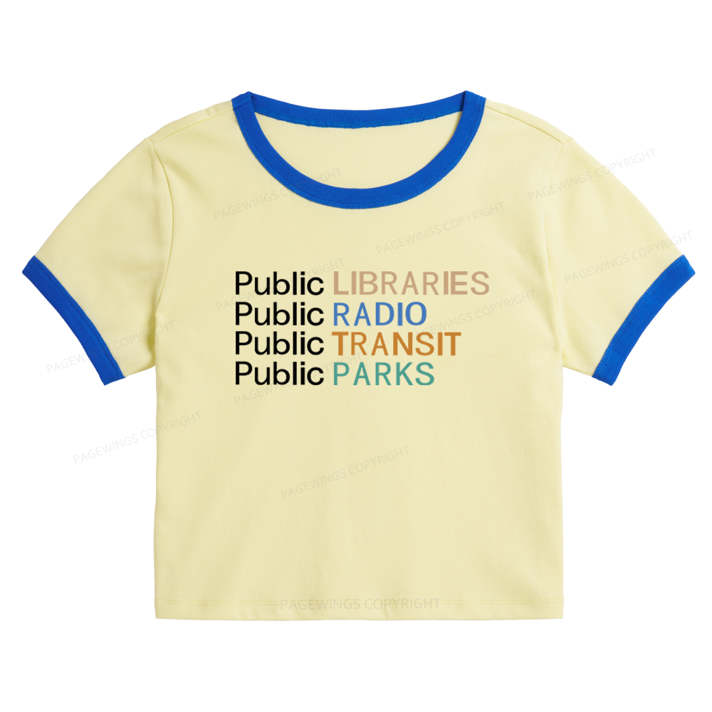 Pagewings Public Libraries Radio Transit Parks Baby Tee Cropped Ringer T-Shirt 