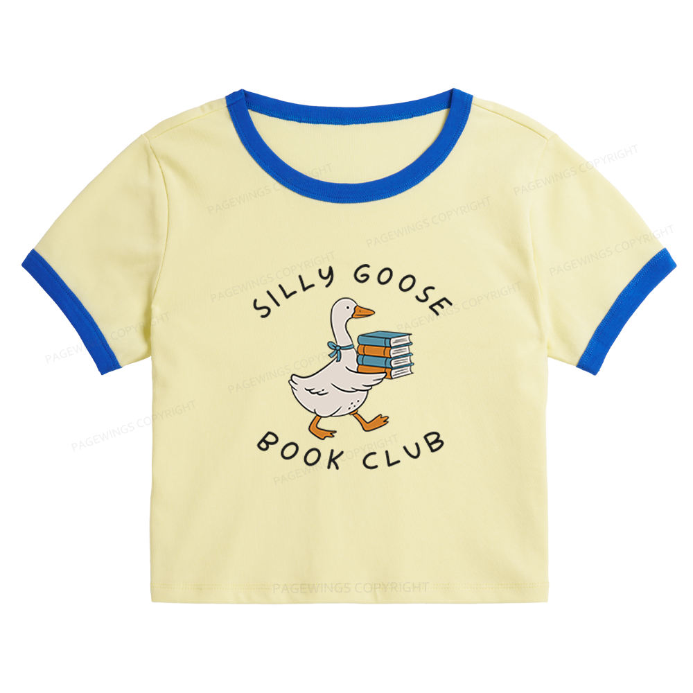 Pagewings Silly Goose Book Club Baby Tee Cropped Ringer T-Shirt 