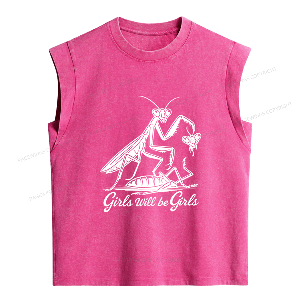Pagewings Girls Will Be Girls Women's Washed Tank Top