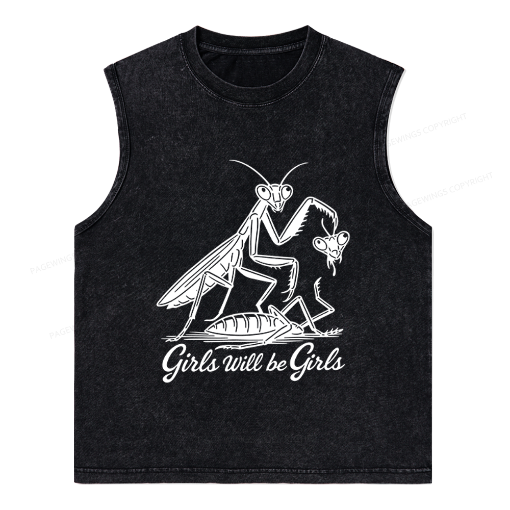 Pagewings Girls Will Be Girls Unisex Washed Tank Top