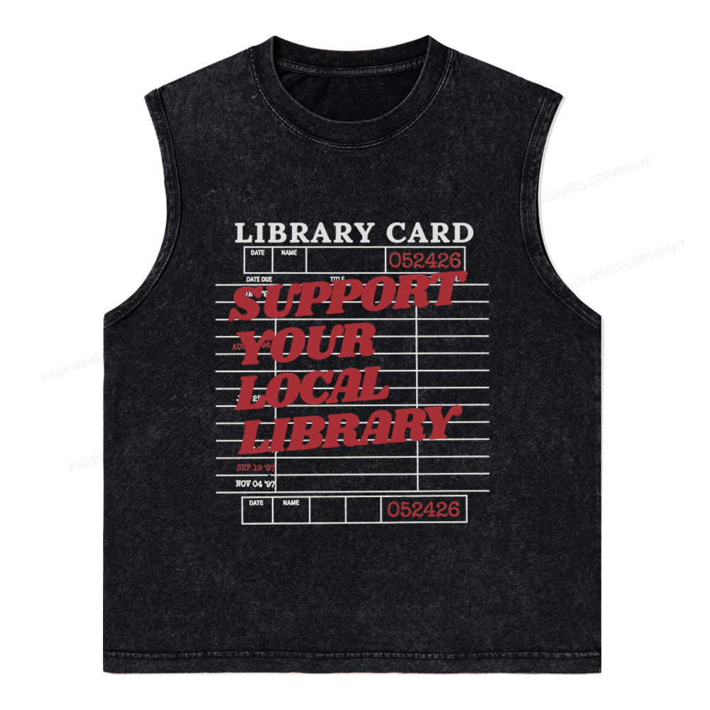 Pagewings Support your Local Library Unisex Washed Tank Top