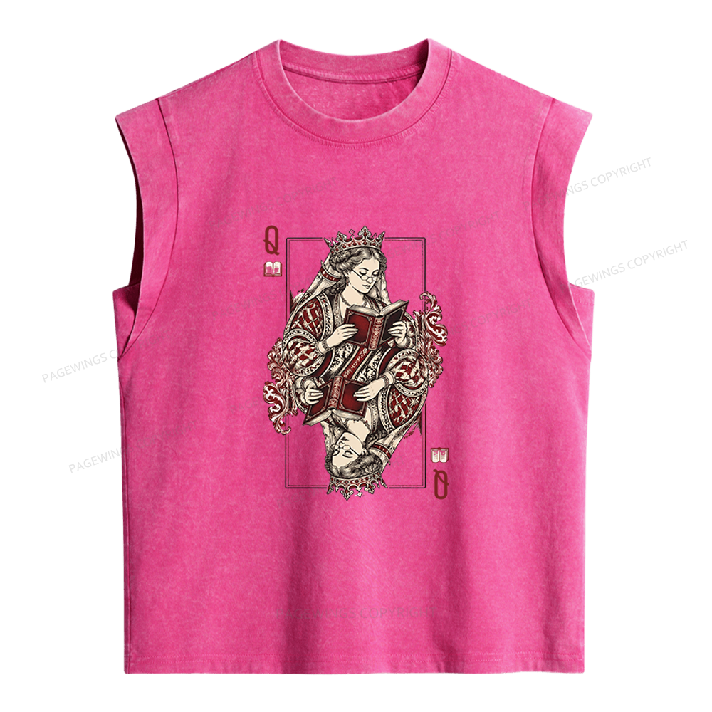 Pagewings Queen of Books Women's Washed Tank Top
