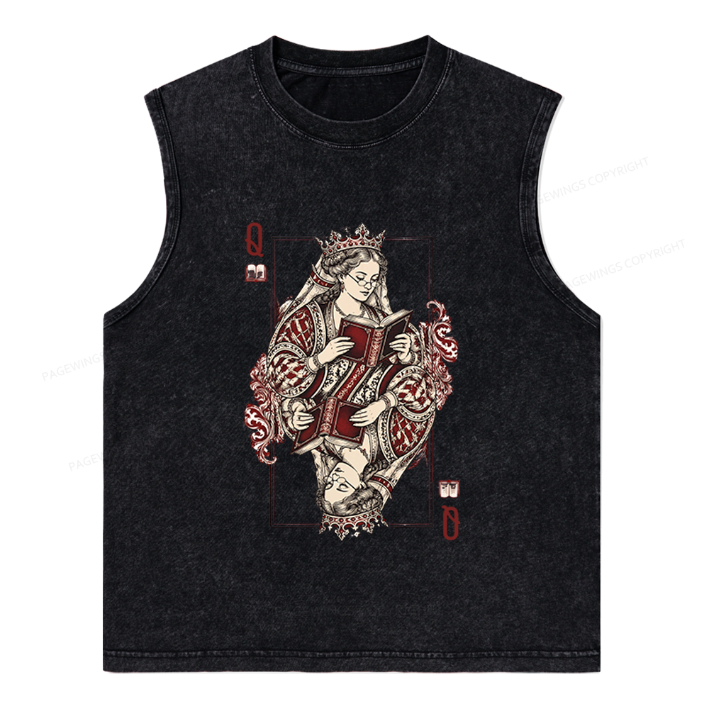 Pagewings Queen of Books Unisex Washed Tank Top