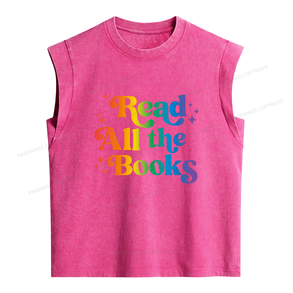 Pagewings Read All the Books Women's Washed Tank Top