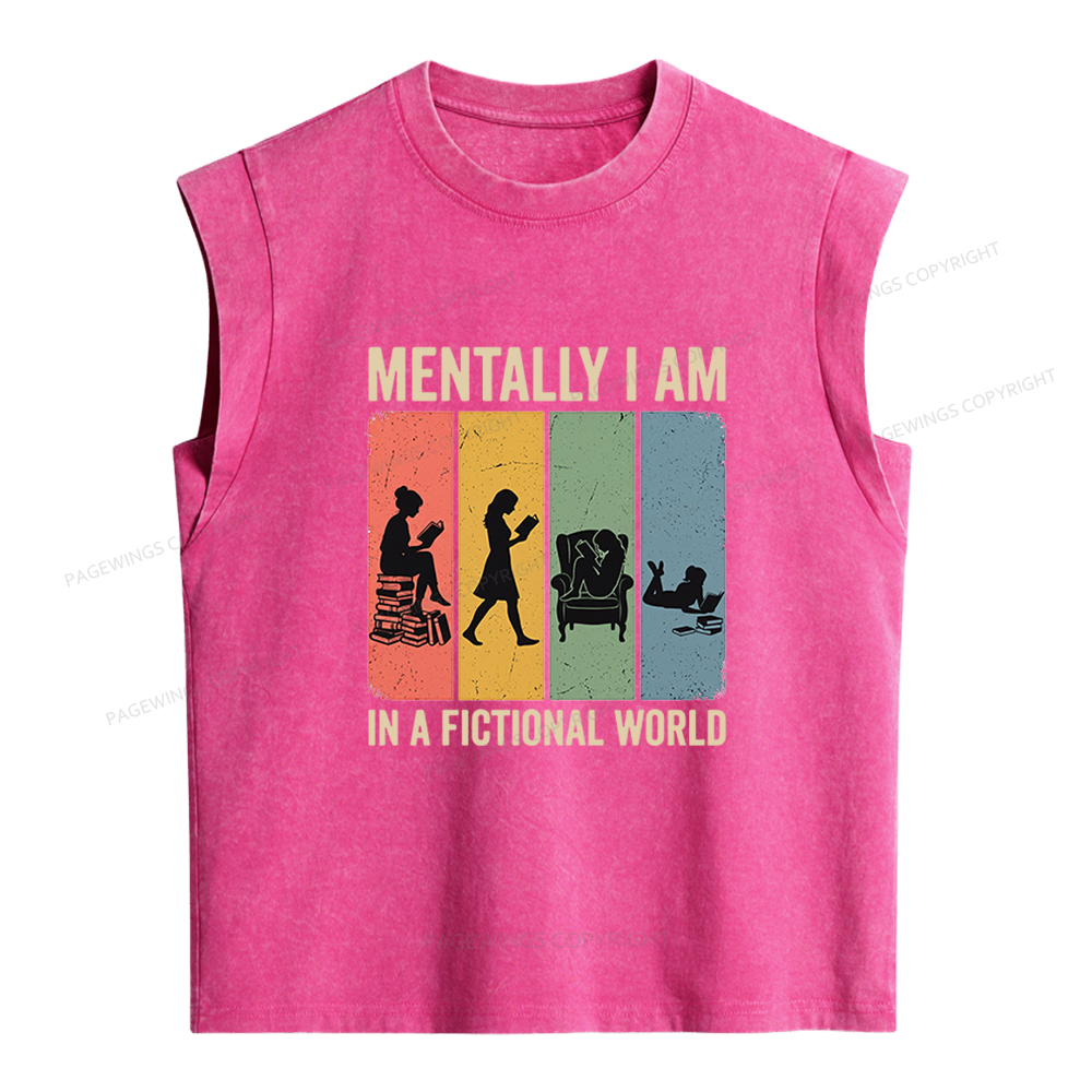 Pagewings Reading In A Fictional World Women's Washed Tank Top