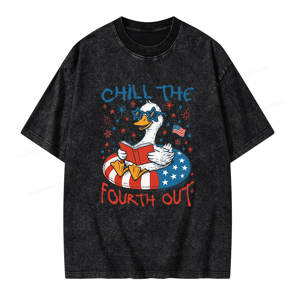 Pagewings Funny Patriotic Goose Unisex Washed T-shirt