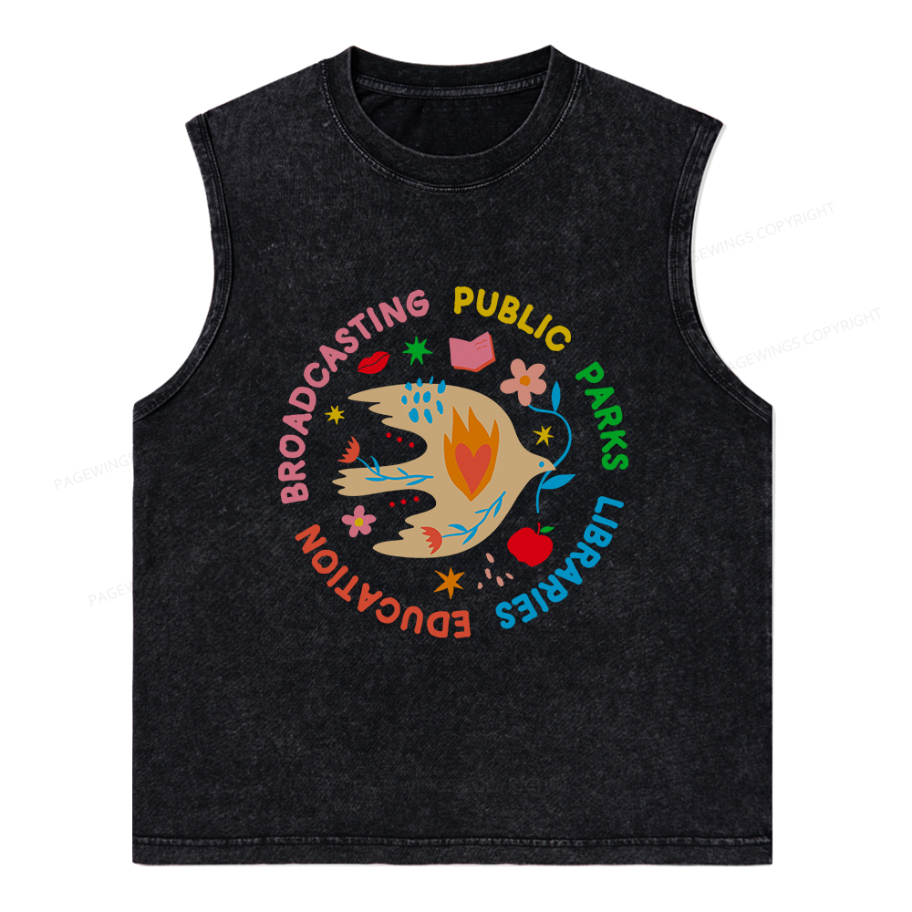 Pagewings Public Parks Libraries Unisex Washed Tank Top