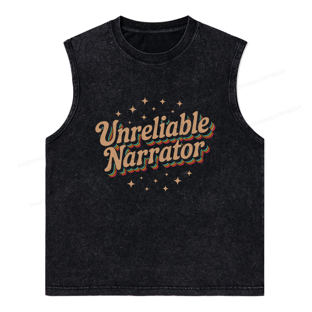 Pagewings Unreliable Narrator Unisex Washed Tank Top