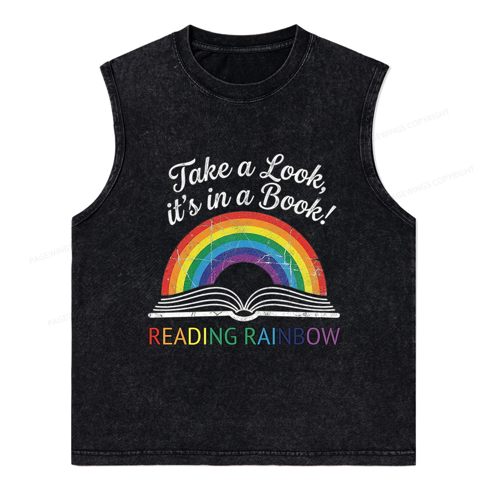 Pagewings Take A Look It's In A Book Unisex Washed Tank Top