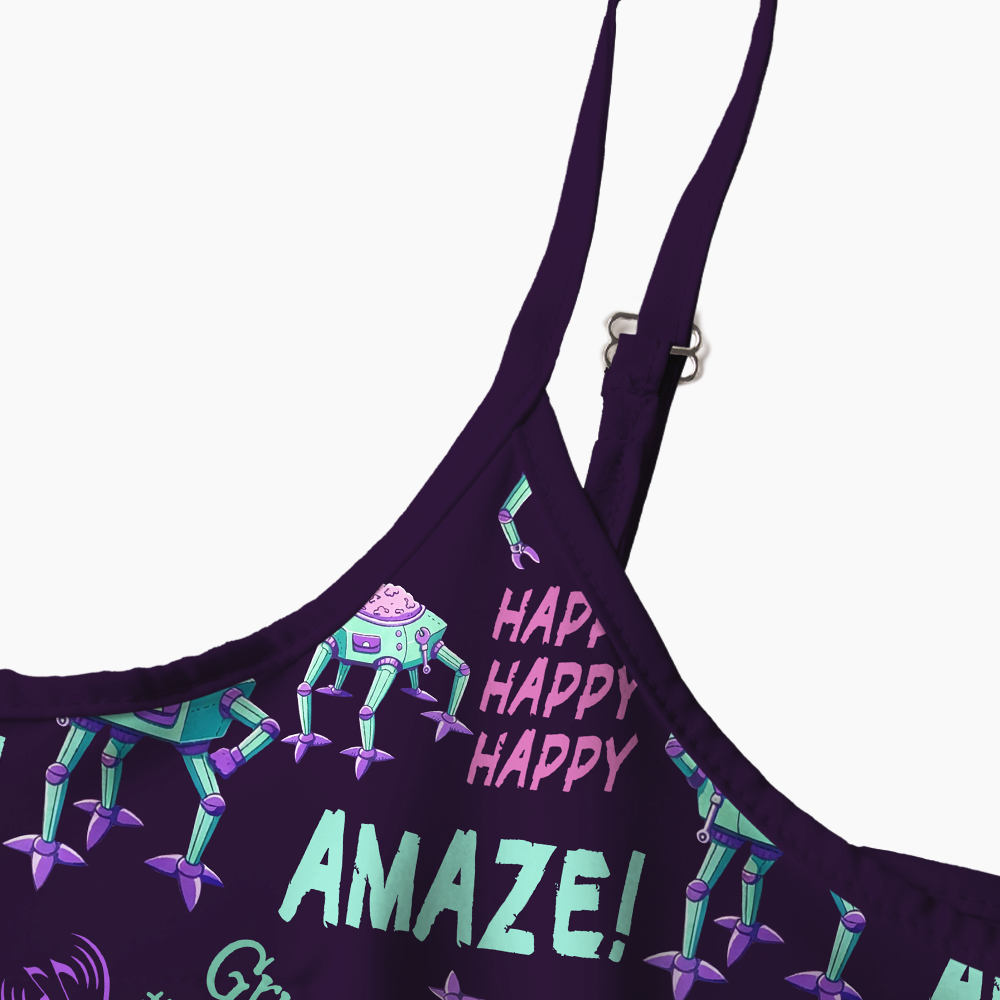 Pagewings Happy Happy Happy Printed Spaghetti Strap Midi Sundress