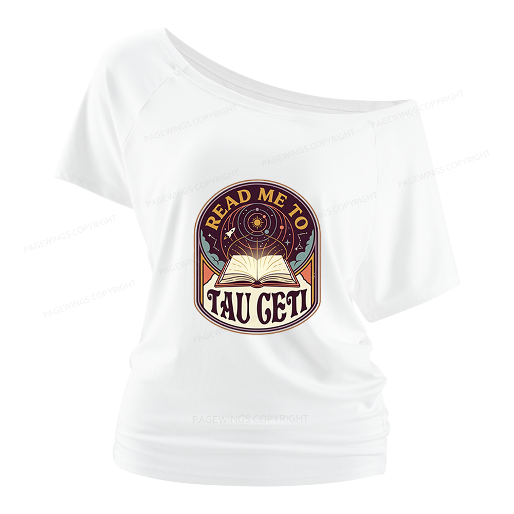 Pagewings Sci-Fi Novel Lover Women Off Shoulder T-shirts