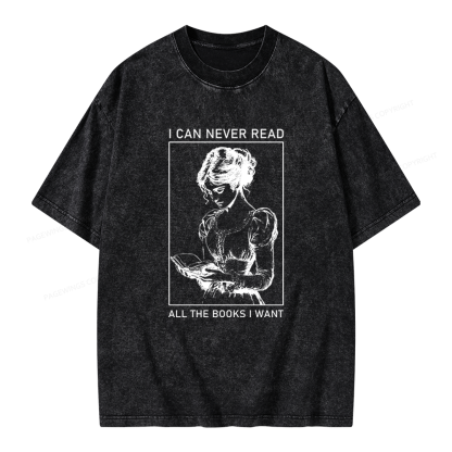Pagewings I Can Never Read All The Books I Want Unisex Washed T-shirt