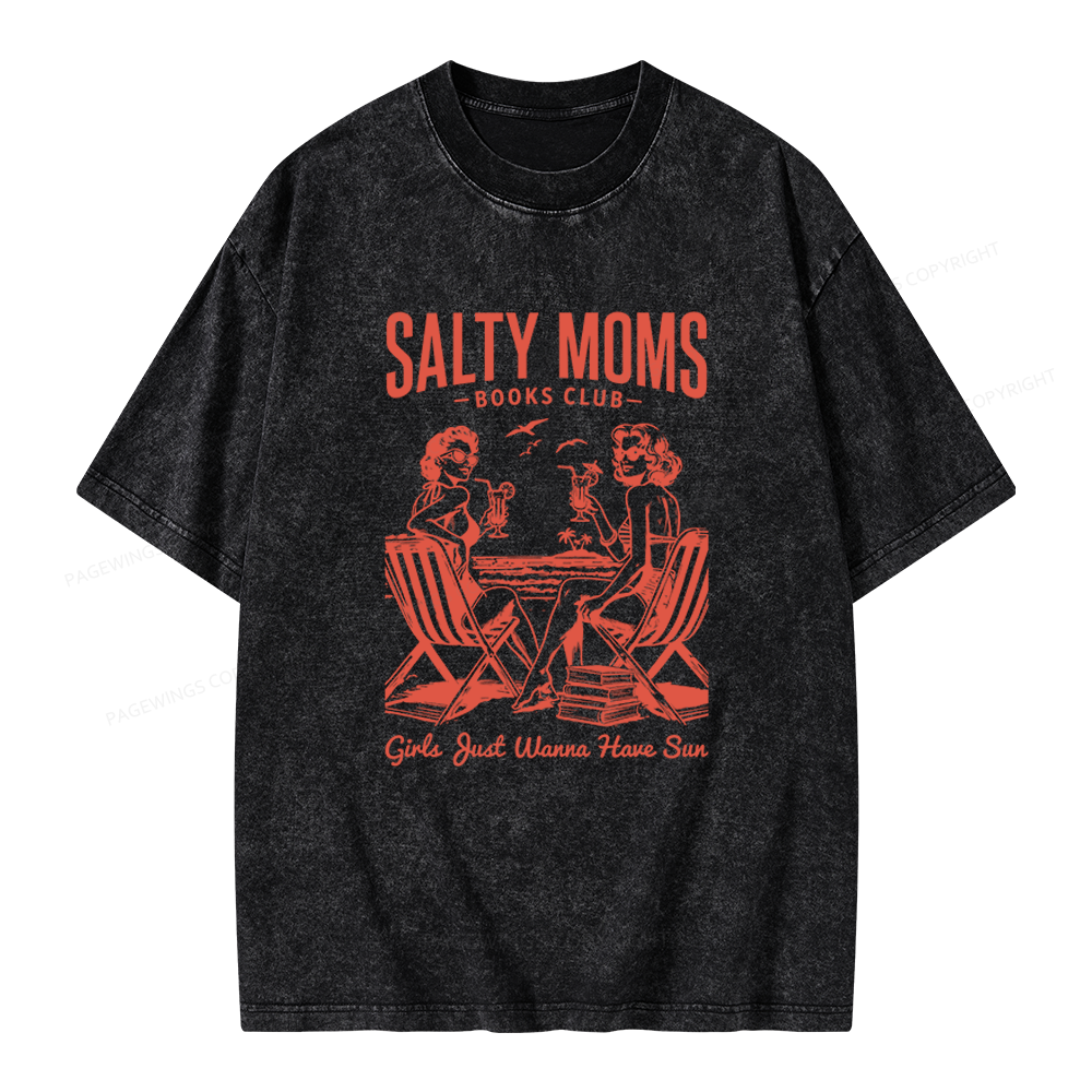 Pagewings Salty Moms Books Club Unisex Washed T-shirt