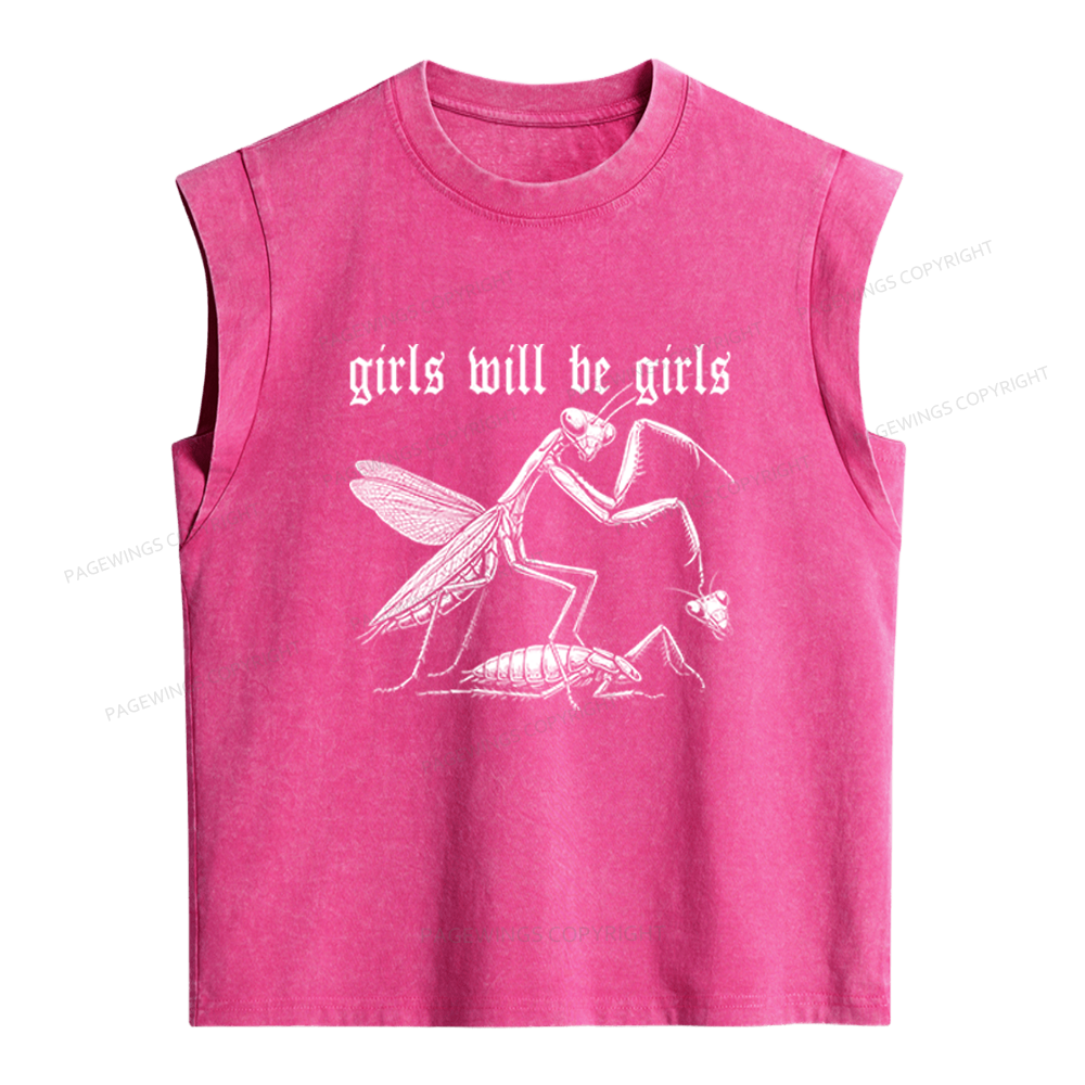 Pagewings Girls Will Be Girls Women's Washed Tank Top