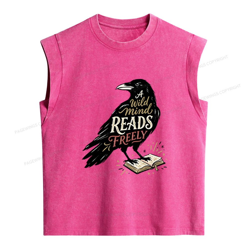 Pagewings A Wild Mind Reads Freely Women's Washed Tank Top