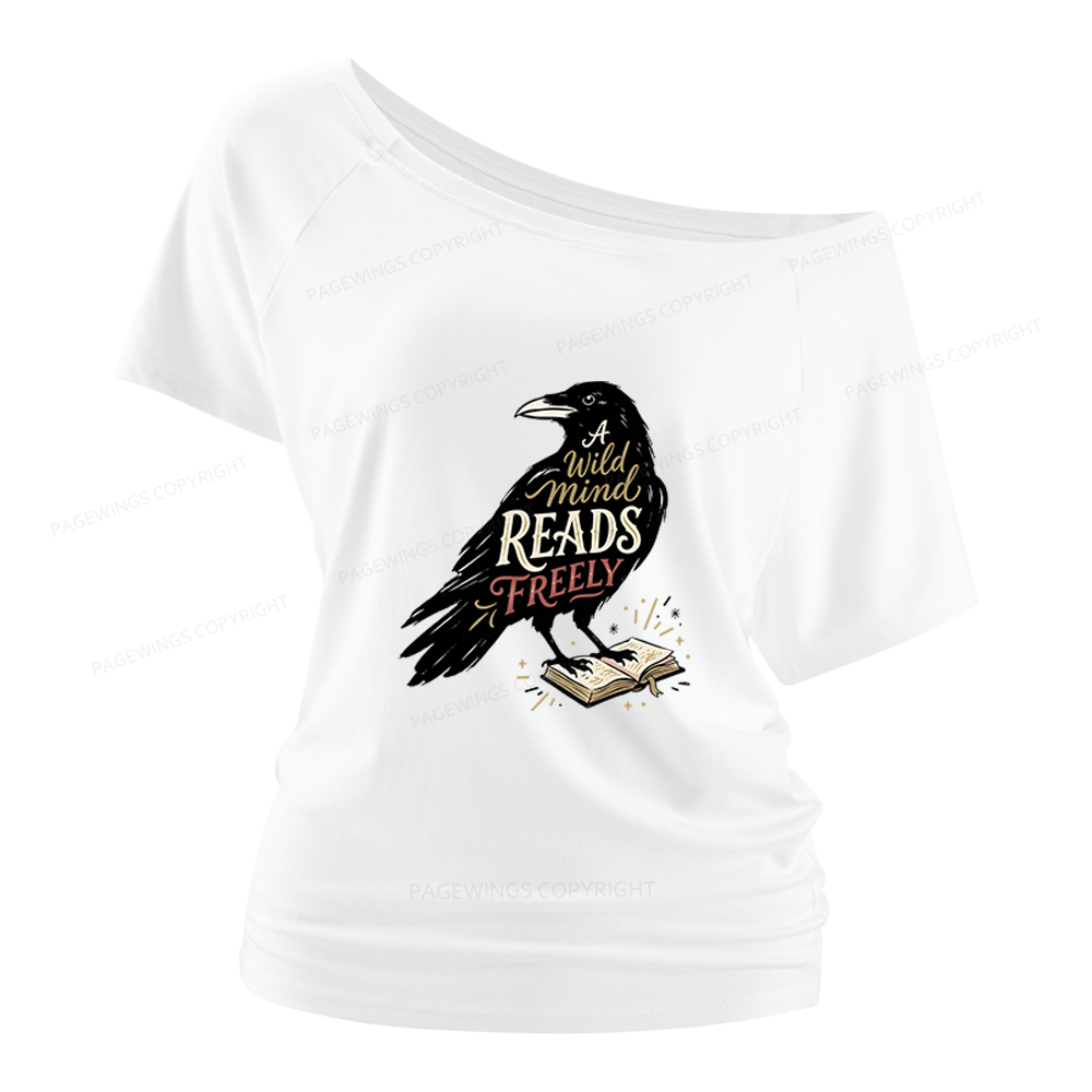 Pagewings A Wild Mind Reads Freely Women Off Shoulder T-shirts