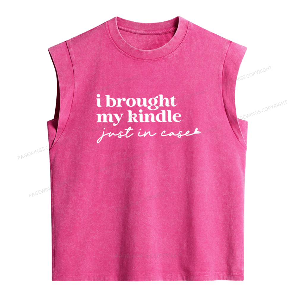 Pagewings I Brought My Kindle Just In Case Women's Washed Tank Top