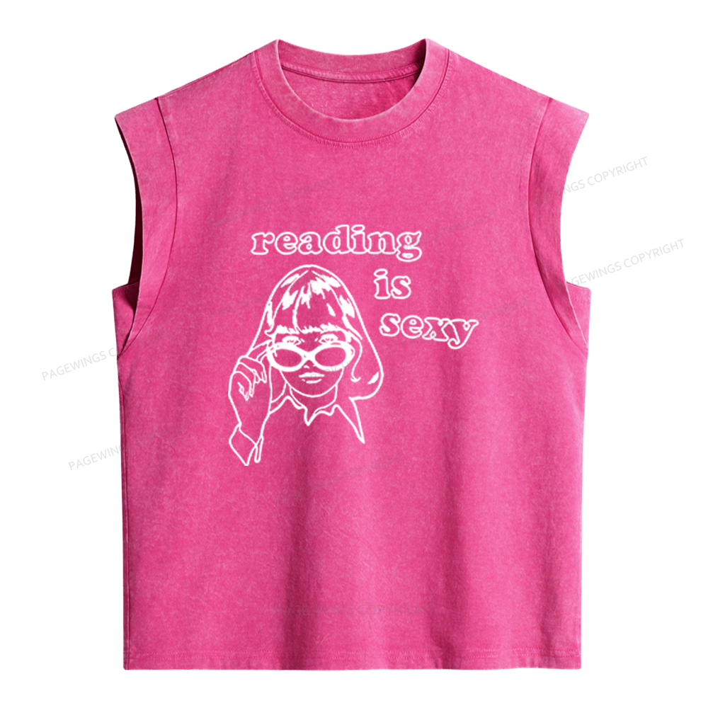 Pagewings Reading Is Sexy Women's Washed Tank Top