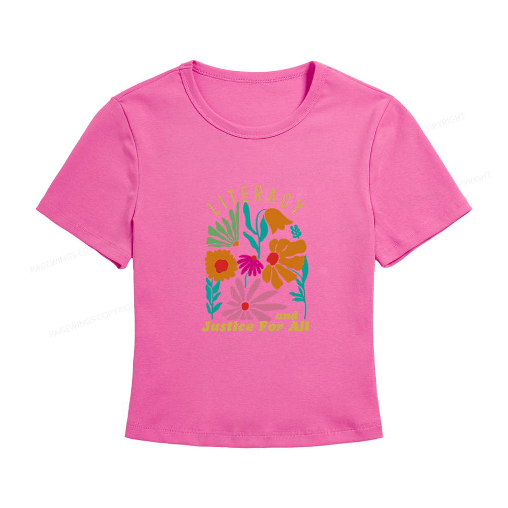 Pagewings Literacy and Justice for All Women's Baby Tee