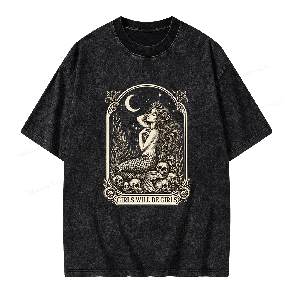 Pagewings Girls Will Be Girls Unisex Washed T-shirt