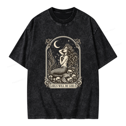 Pagewings Girls Will Be Girls Unisex Washed T-shirt