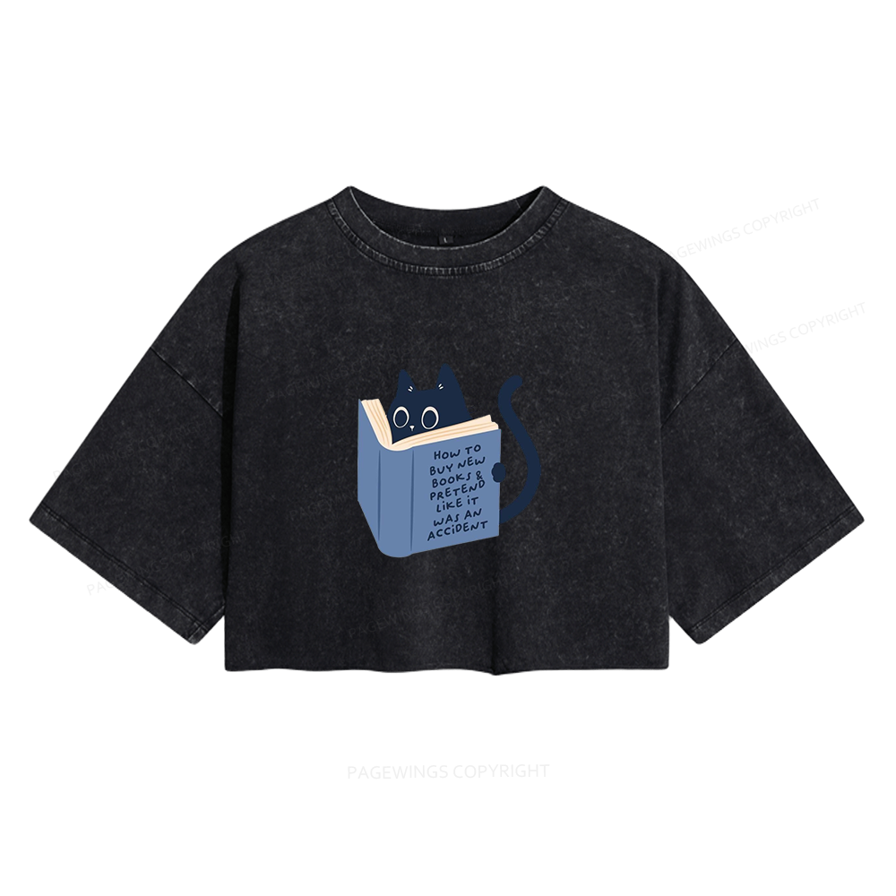 Pagewings How To Buy New Books Women's Washed Cropped T-shirt