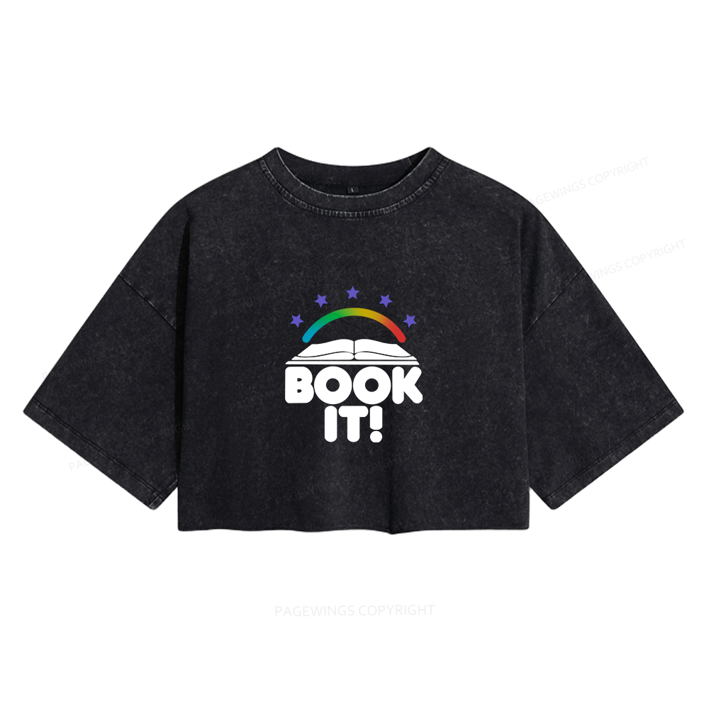 Pagewings Book It Women's Washed Cropped T-shirt
