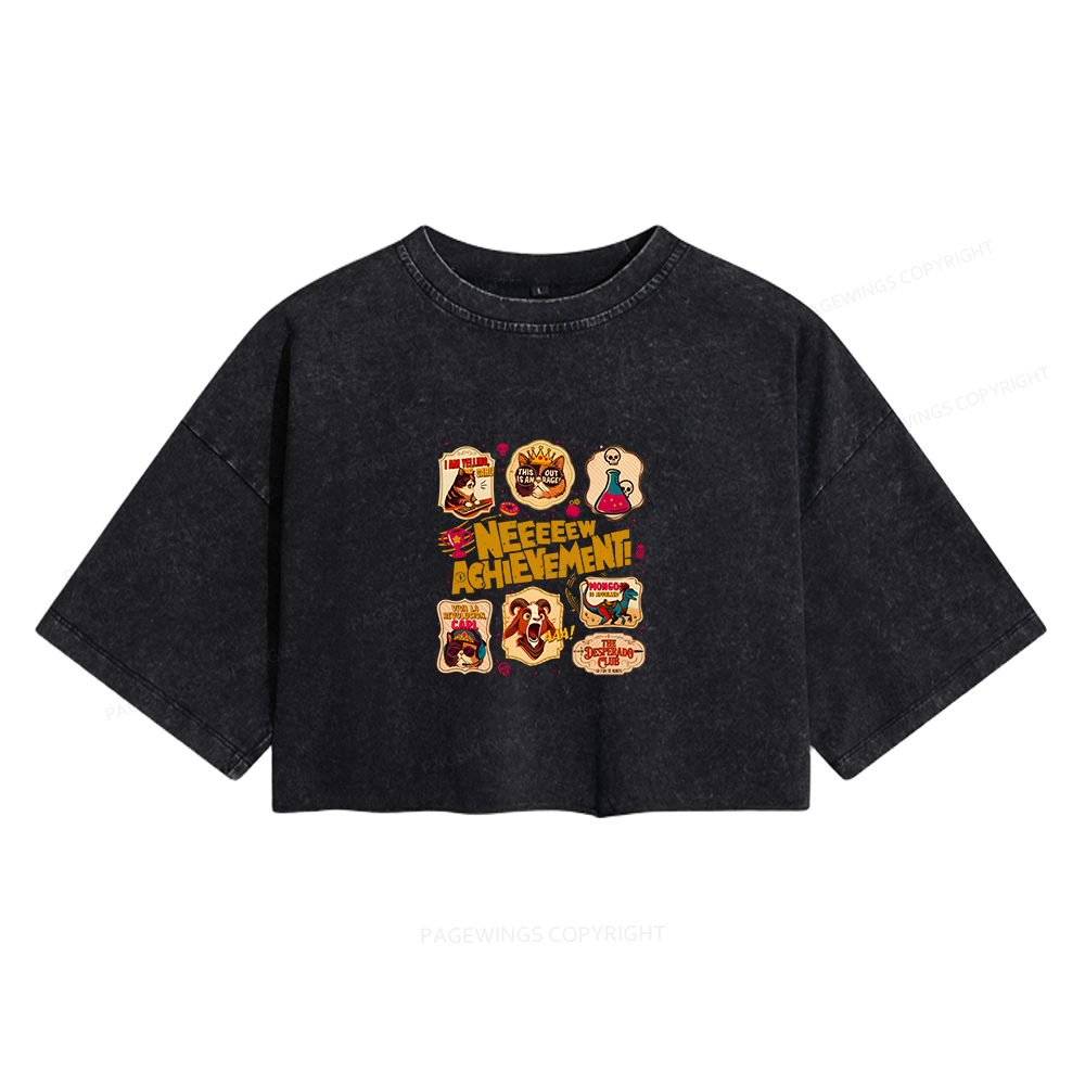 Pagewings New Achievement Women's Washed Cropped T-shirt