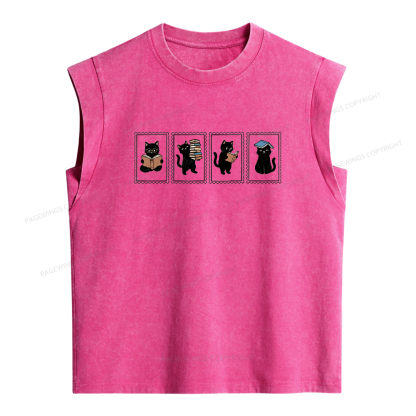 Pagewings Black Cats and BooksWomen's Washed Tank Top