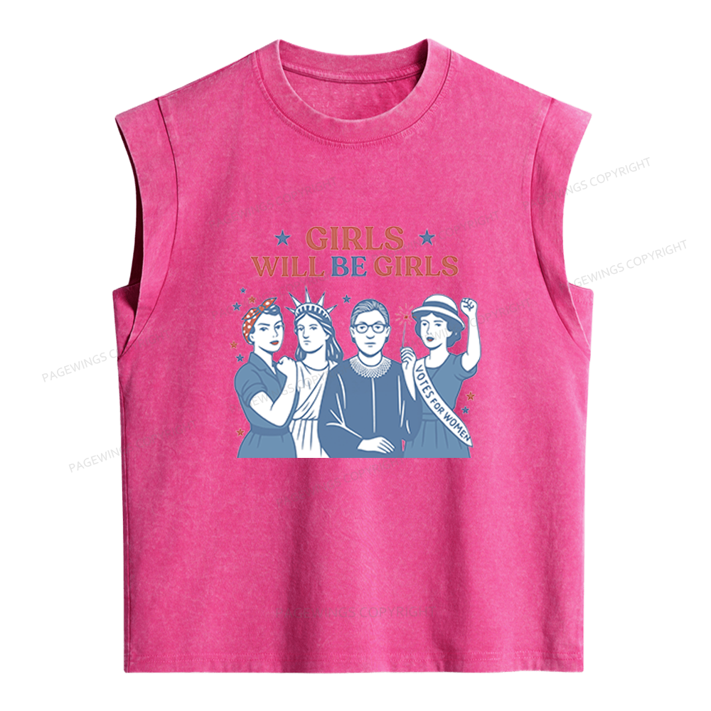 Pagewings Girls Will Be Girls Women's Washed Tank Top