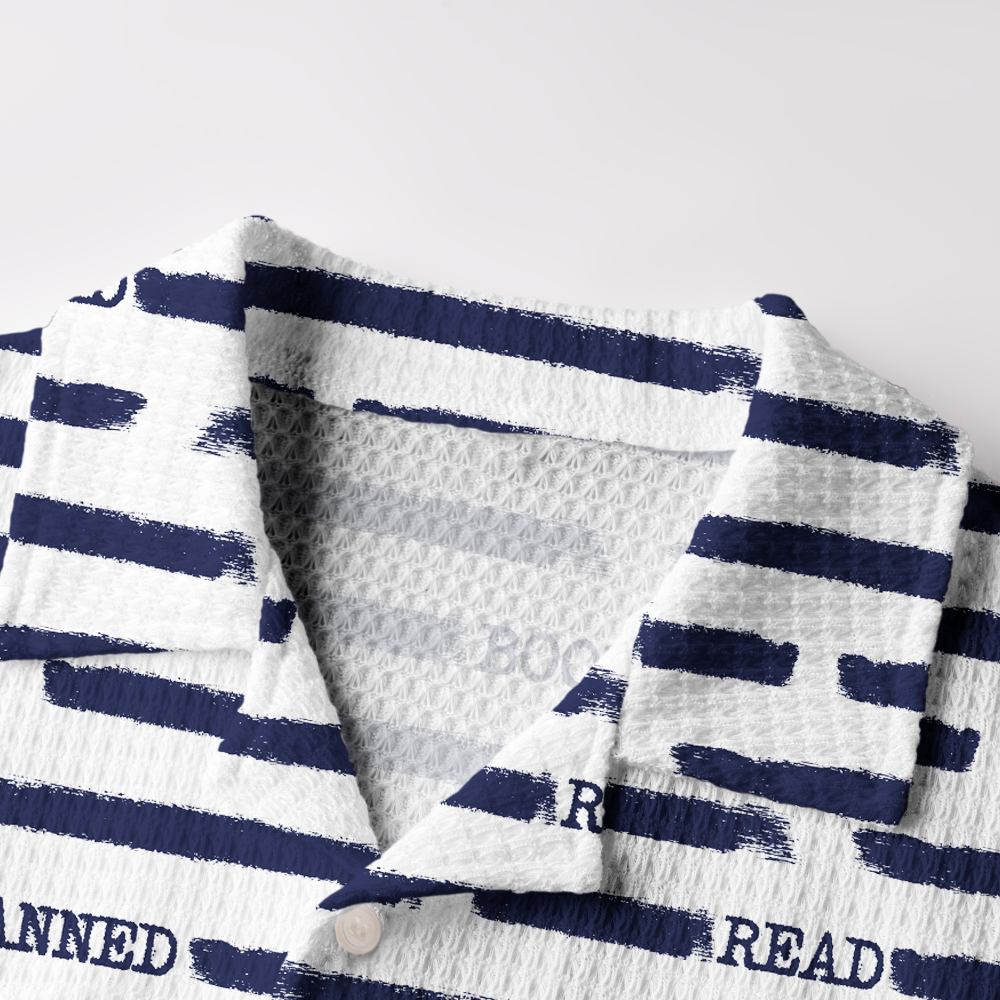 Pagewings Read Books  Camp Collar Boxy Fit Unisex Crochet Shirt