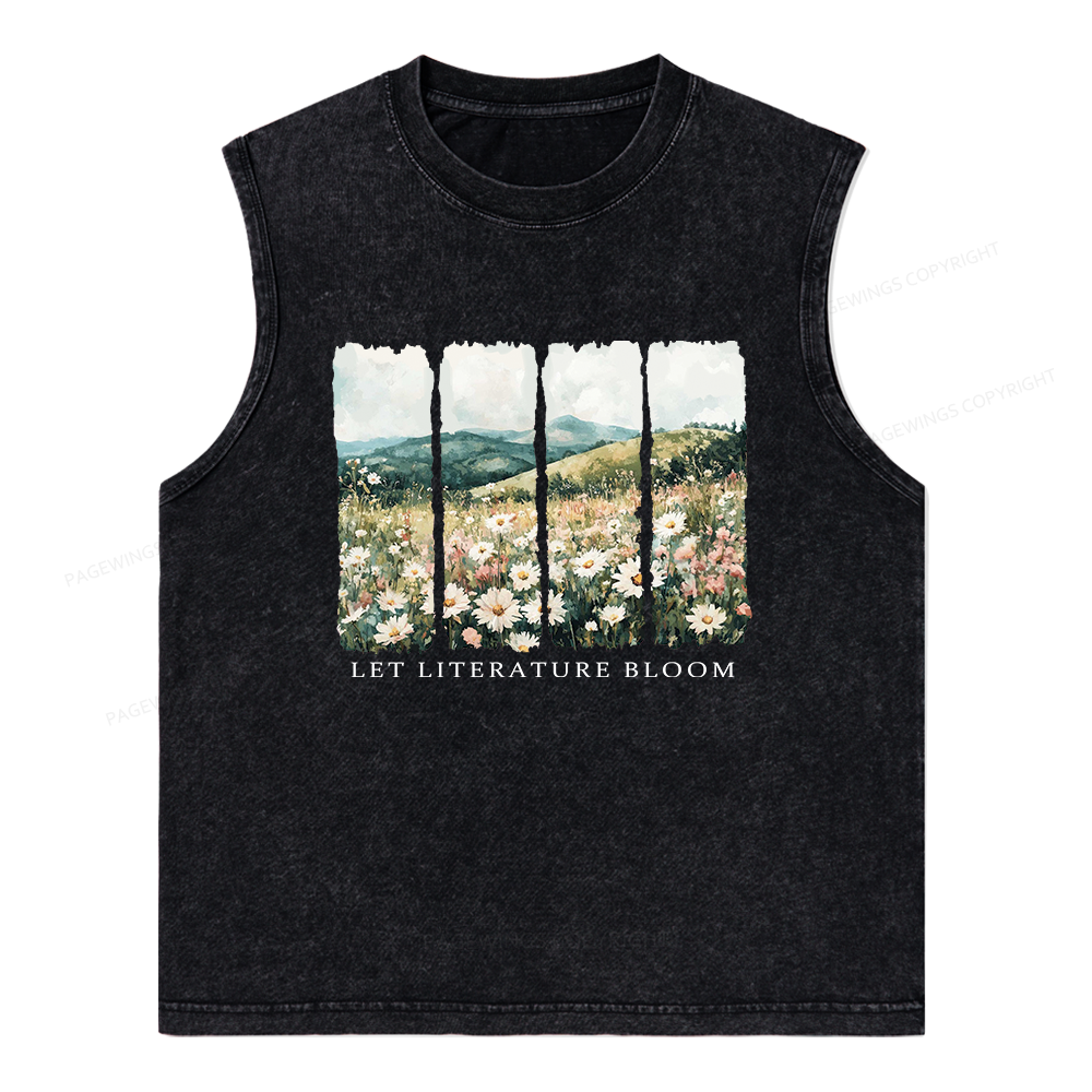 Pagewings Let Literature Bloom Unisex Washed Tank Top