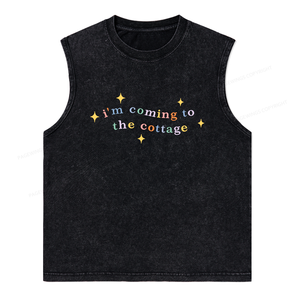 Pagewings I'm Coming To The Cottage Unisex Washed Tank Top