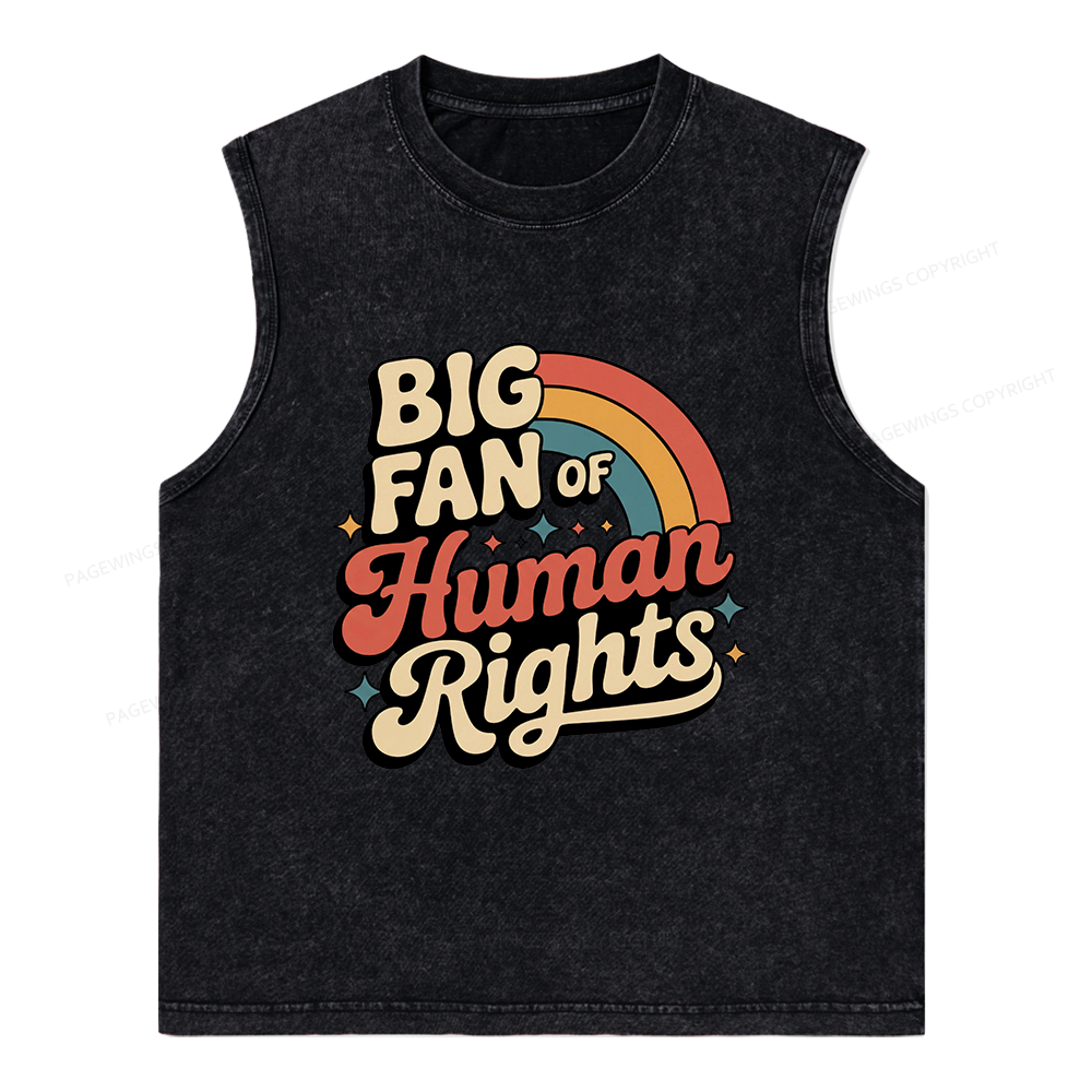 Pagewings Big Fan of Human Rights Unisex Washed Tank Top