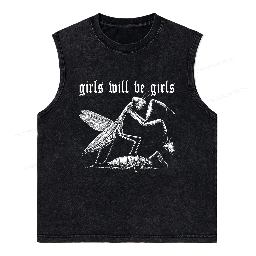 Pagewings Girls Will Be Girls Unisex Washed Tank Top
